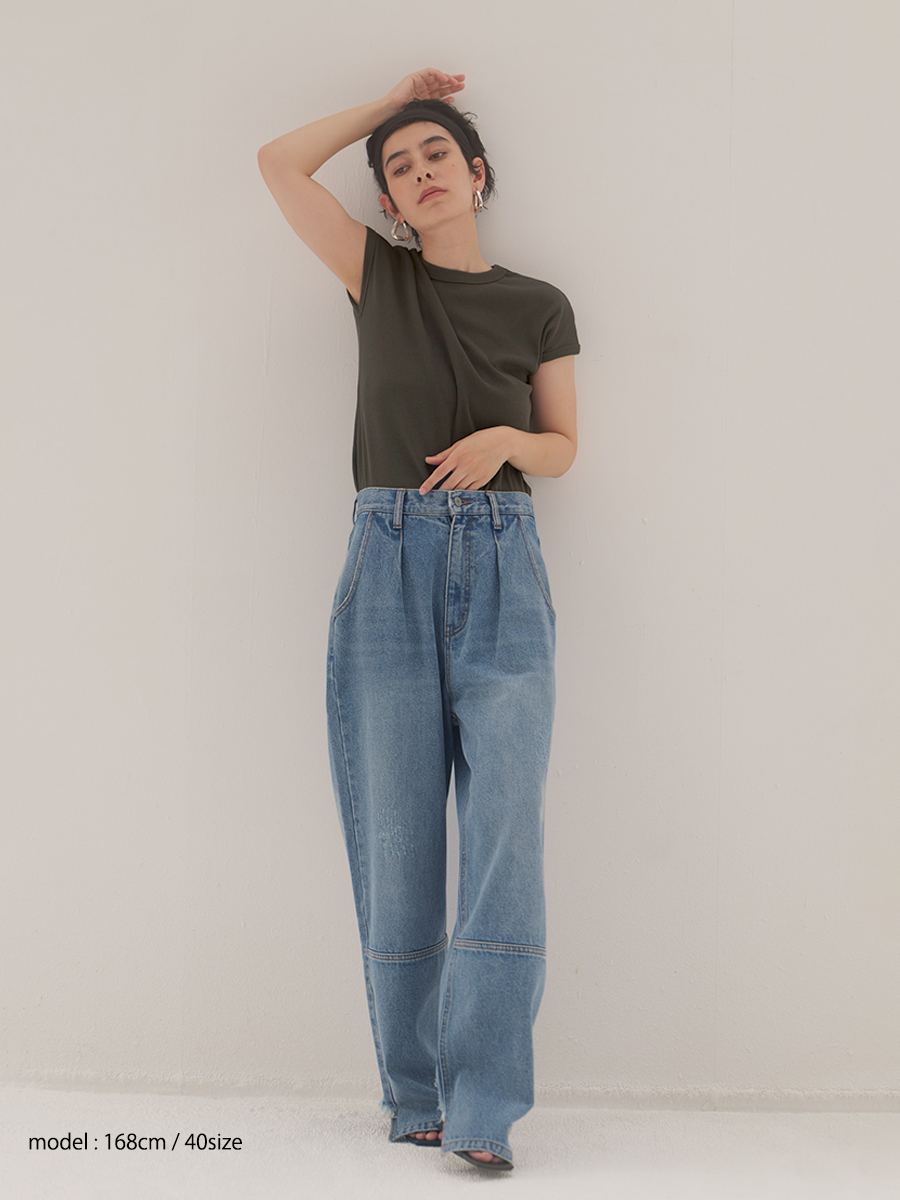 HIGH RISE TUCK WIDE PANTS / PERSON & PEOPLE ONLINE STORE