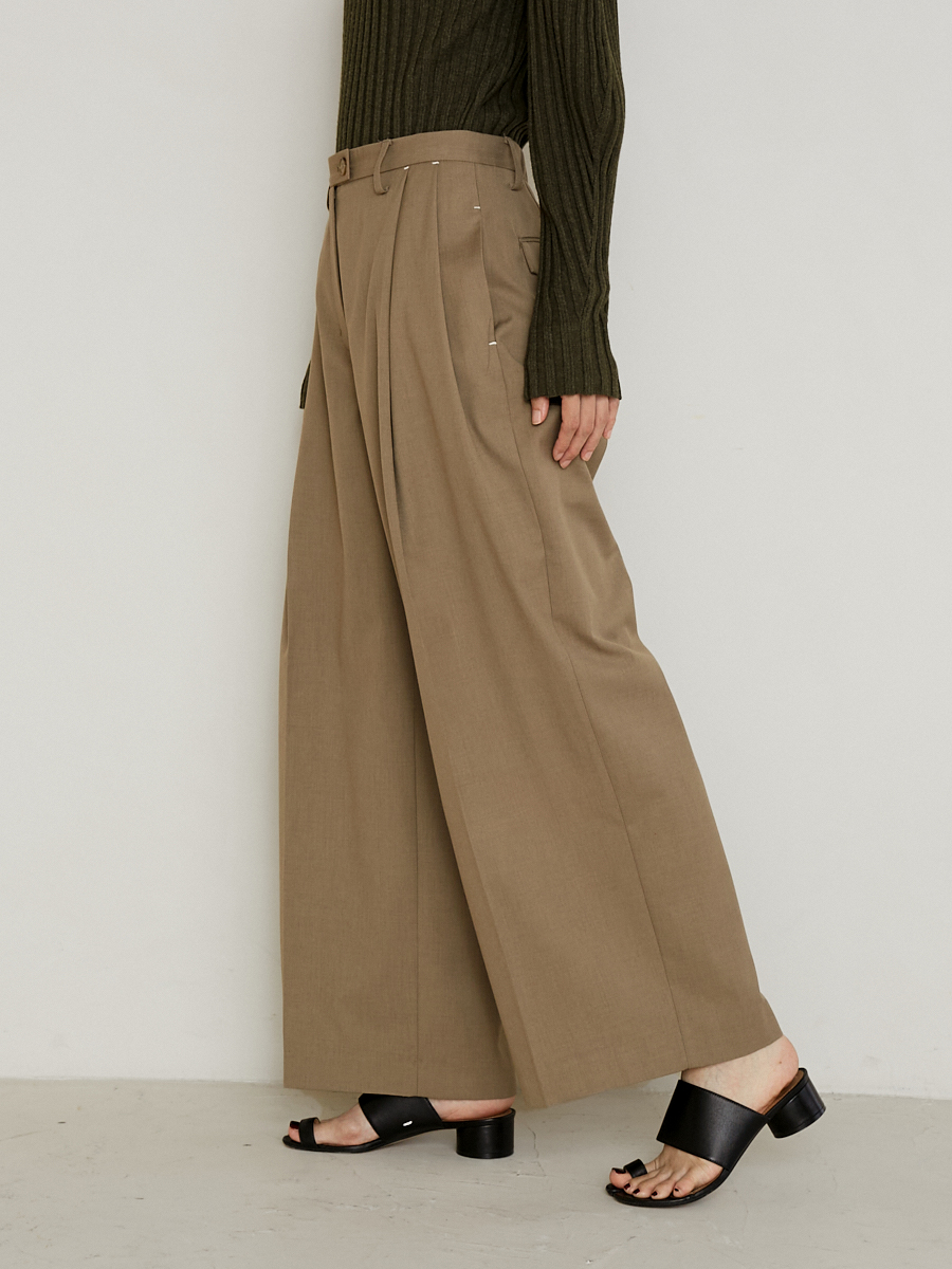 WOOL BLEND TWO TUCK PANTS